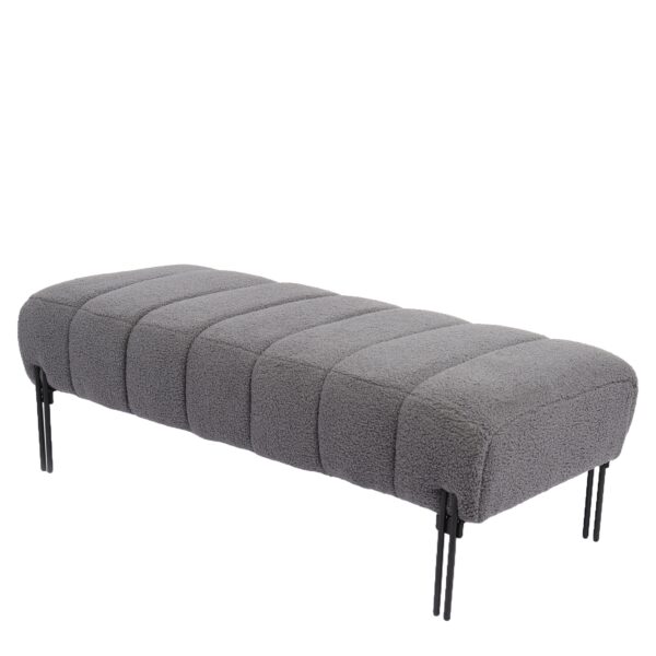 Παγκάκι Ottoman ArteLibre KUBO Γκρι Ύφασμα Teddy/Μέταλλο 40x116.5x50cm