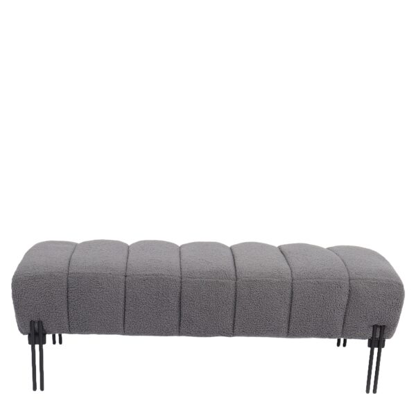 Παγκάκι Ottoman ArteLibre KUBO Γκρι Ύφασμα Teddy/Μέταλλο 40x116.5x50cm