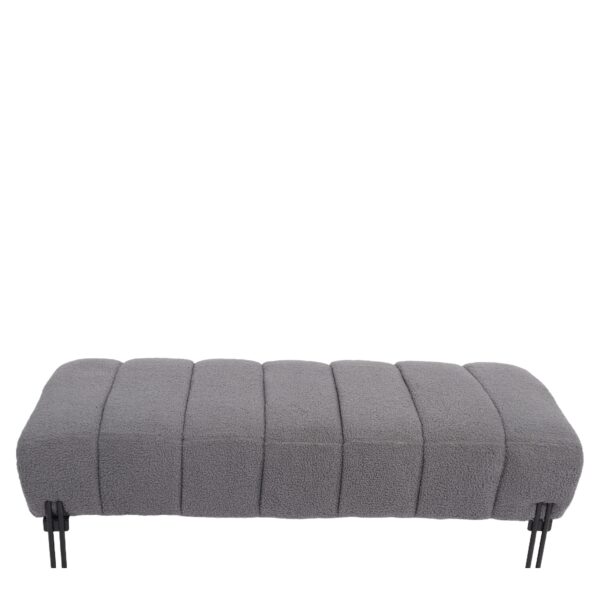 Παγκάκι Ottoman ArteLibre KUBO Γκρι Ύφασμα Teddy/Μέταλλο 40x116.5x50cm