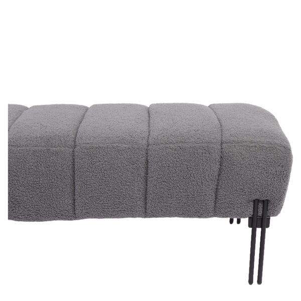 Παγκάκι Ottoman ArteLibre KUBO Γκρι Ύφασμα Teddy/Μέταλλο 40x116.5x50cm