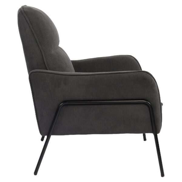 Πολυθρόνα ArteLibre ELAN Γκρι Σκούρο Ύφασμα Κοτλέ/Μέταλλο 94x77x82cm