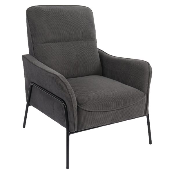 Πολυθρόνα ArteLibre ELAN Γκρι Σκούρο Ύφασμα Κοτλέ/Μέταλλο 94x77x82cm
