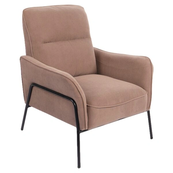 Πολυθρόνα ArteLibre ELAN Taupe Ύφασμα Κοτλέ/Μέταλλο 94x77x82cm
