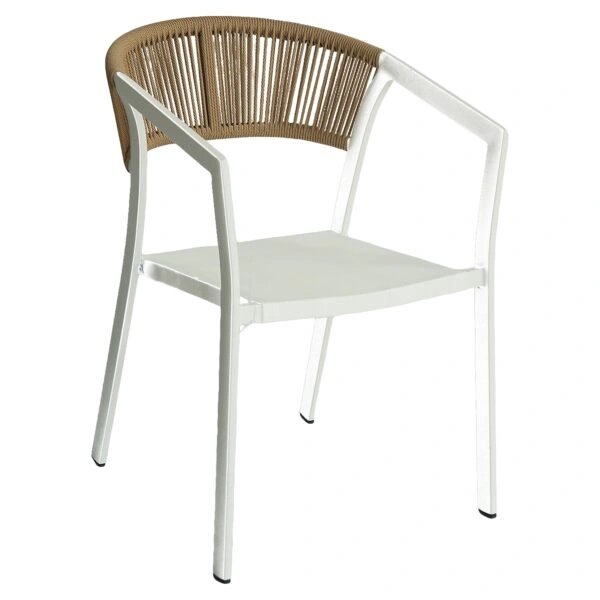 Πολυθρόνα Κήπου ArteLibre FIJI Λευκό/Φυσικό Αλουμίνιο/Rattan 56x60x78cm