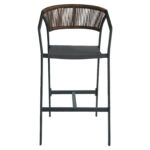 Σκαμπό Bar ArteLibre SANTORINI Μαύρο/Φυσικό Αλουμίνιο/Rattan 55x56x99cm