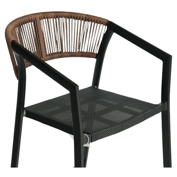 Σκαμπό Bar ArteLibre SANTORINI Μαύρο/Φυσικό Αλουμίνιο/Rattan 55x56x99cm