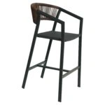 Σκαμπό Bar ArteLibre SANTORINI Ανθρακί/Φυσικό Αλουμίνιο/Rattan 55x56x99cm