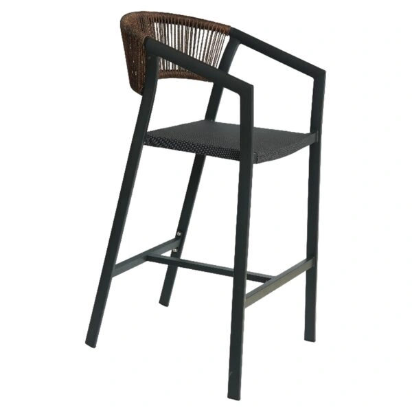 Σκαμπό Bar ArteLibre SANTORINI Ανθρακί/Φυσικό Αλουμίνιο/Rattan 55x56x99cm