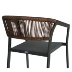 Σκαμπό Bar ArteLibre SANTORINI Ανθρακί/Φυσικό Αλουμίνιο/Rattan 55x56x99cm