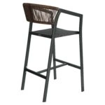 Σκαμπό Bar ArteLibre SANTORINI Ανθρακί/Φυσικό Αλουμίνιο/Rattan 55x56x99cm