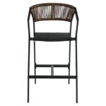 Σκαμπό Bar ArteLibre SANTORINI Ανθρακί/Φυσικό Αλουμίνιο/Rattan 55x56x99cm