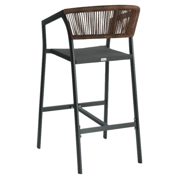 Σκαμπό Bar ArteLibre SANTORINI Ανθρακί/Φυσικό Αλουμίνιο/Rattan 55x56x99cm