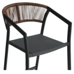 Σκαμπό Bar ArteLibre SANTORINI Ανθρακί/Φυσικό Αλουμίνιο/Rattan 55x56x99cm