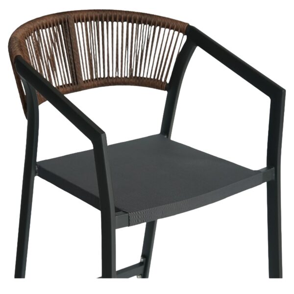 Σκαμπό Bar ArteLibre SANTORINI Ανθρακί/Φυσικό Αλουμίνιο/Rattan 55x56x99cm