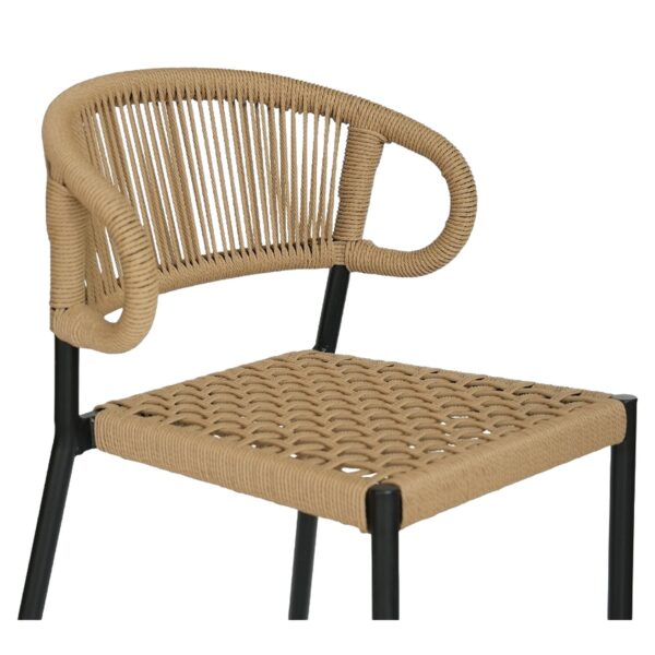 Σκαμπό Bar ArteLibre CEBU Μαύρο/Φυσικό Αλουμίνιο/Rattan 60x60x99cm