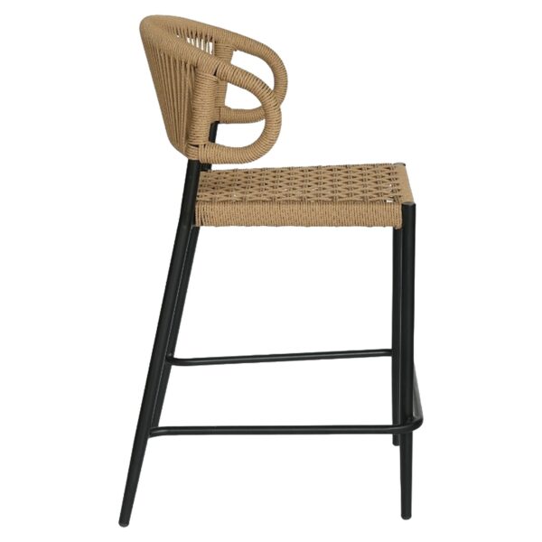 Σκαμπό Bar ArteLibre CEBU Μαύρο/Φυσικό Αλουμίνιο/Rattan 60x60x99cm