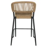 Σκαμπό Bar ArteLibre CEBU Μαύρο/Φυσικό Αλουμίνιο/Rattan 60x60x99cm