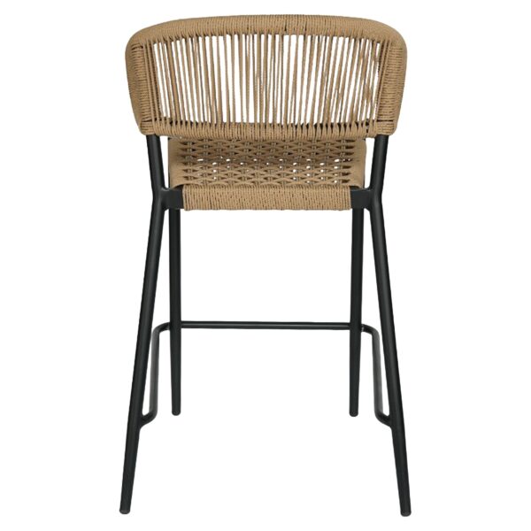 Σκαμπό Bar ArteLibre CEBU Μαύρο/Φυσικό Αλουμίνιο/Rattan 60x60x99cm