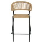 Σκαμπό Bar ArteLibre CEBU Μαύρο/Φυσικό Αλουμίνιο/Rattan 60x60x99cm