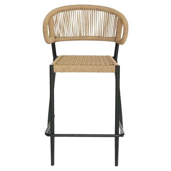 Σκαμπό Bar ArteLibre CEBU Μαύρο/Φυσικό Αλουμίνιο/Rattan 60x60x99cm