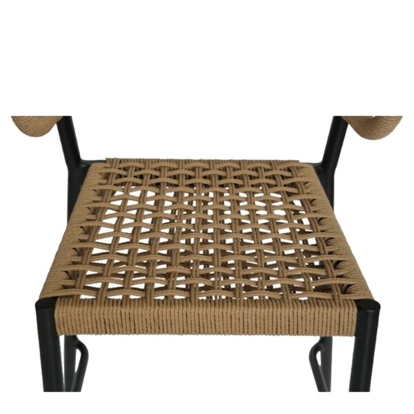 Σκαμπό Bar ArteLibre CEBU Μαύρο/Φυσικό Αλουμίνιο/Rattan 60x60x99cm