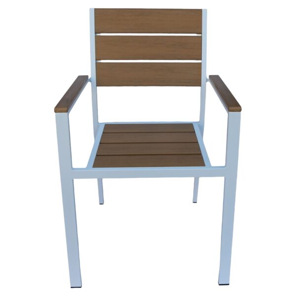 Πολυθρόνα Κήπου ArteLibre TOBAGO Λευκό/Καρυδί Αλουμίνιο/Ξύλο 55x55x86cm