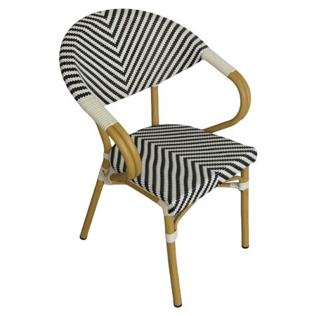 Πολυθρόνα Κήπου ArteLibre BIMINI Λευκό/Μαύρο/Φυσικό Αλουμίνιο/Textilene 56x55x82cm