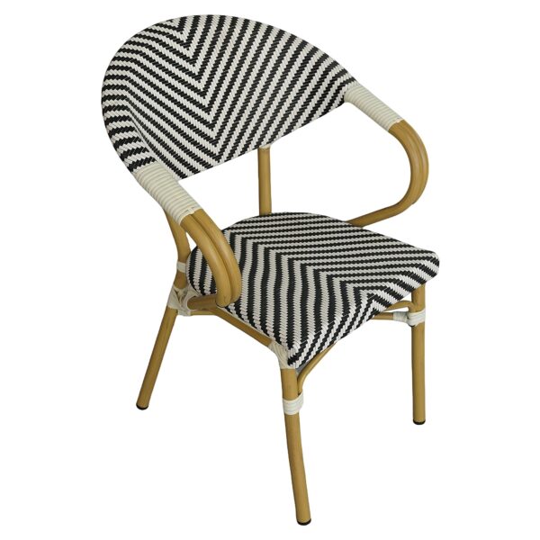 Πολυθρόνα Κήπου ArteLibre BIMINI Λευκό/Μαύρο/Φυσικό Αλουμίνιο/Textilene 56x55x82cm