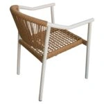 Πολυθρόνα Κήπου ArteLibre KINOSSA Λευκό/Φυσικό RATTAN Αλουμίνιο/Rattan 54x59x76cm