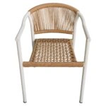 Πολυθρόνα Κήπου ArteLibre KINOSSA Λευκό/Φυσικό RATTAN Αλουμίνιο/Rattan 54x59x76cm