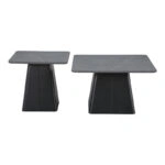 Τραπέζια σαλονιού Square  σετ 2 τεμ βάση μέταλλο σε μαύρη-sintered stone σε γκρι μαρμάρου
