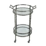 Artekko Cart Twig Ασημί Μεταλλικό Βοηθητικό Τρόλεϊ Μπαρ με 2 Επίπεδα (41x51x76)cm