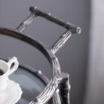 Artekko Cart Twig Ασημί Μεταλλικό Βοηθητικό Τρόλεϊ Μπαρ με 2 Επίπεδα (41x51x76)cm