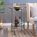 Artekko Cart Twig Ασημί Μεταλλικό Βοηθητικό Τρόλεϊ Μπαρ με 2 Επίπεδα (41x51x76)cm