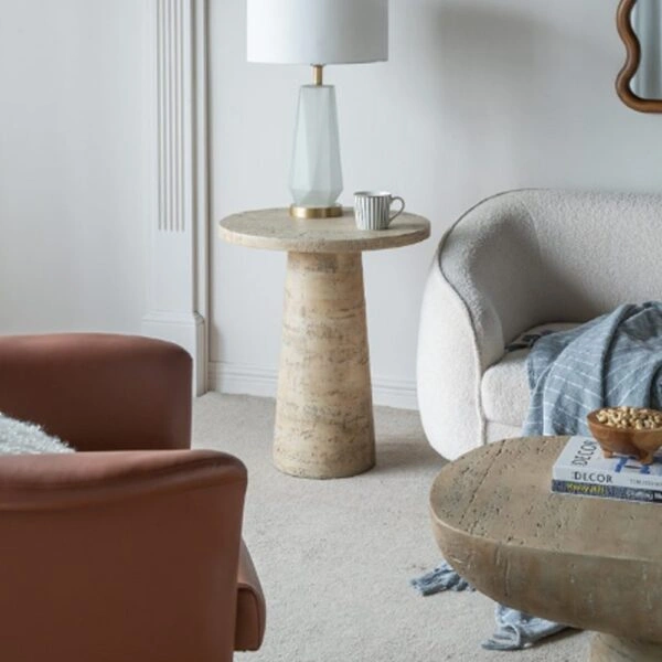 Artekko Taric Μπεζ Βοηθητικό Τραπέζι από Μαγνήσιο (56x56x64.8)cm