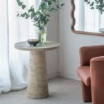 Artekko Taric Μπεζ Βοηθητικό Τραπέζι από Μαγνήσιο (56x56x64.8)cm