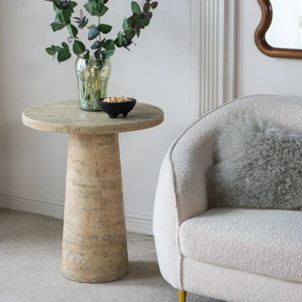 Artekko Taric Μπεζ Βοηθητικό Τραπέζι από Μαγνήσιο (56x56x64.8)cm