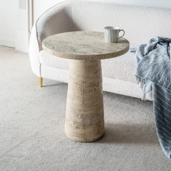 Artekko Taric Μπεζ Βοηθητικό Τραπέζι από Μαγνήσιο (56x56x64.8)cm