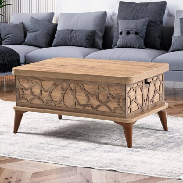 Ada Τραπέζι Σαλονιού Επεκτεινόμενο σε Τραπεζαρία MDF/Μέταλλο Καφέ/Μπεζ (90x60x38)cm (120x90x70)cm