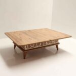 Ada Τραπέζι Σαλονιού Επεκτεινόμενο σε Τραπεζαρία MDF/Μέταλλο Καφέ/Μπεζ (90x60x38)cm (120x90x70)cm