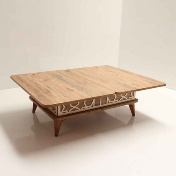 Ada Τραπέζι Σαλονιού Επεκτεινόμενο σε Τραπεζαρία MDF/Μέταλλο Καφέ/Μπεζ (90x60x38)cm (120x90x70)cm