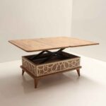 Ada Τραπέζι Σαλονιού Επεκτεινόμενο σε Τραπεζαρία MDF/Μέταλλο Καφέ/Μπεζ (90x60x38)cm (120x90x70)cm