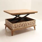 Ada Τραπέζι Σαλονιού Επεκτεινόμενο σε Τραπεζαρία MDF/Μέταλλο Καφέ/Μπεζ (90x60x38)cm (120x90x70)cm