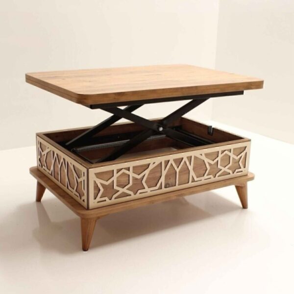 Ada Τραπέζι Σαλονιού Επεκτεινόμενο σε Τραπεζαρία MDF/Μέταλλο Καφέ/Μπεζ (90x60x38)cm (120x90x70)cm