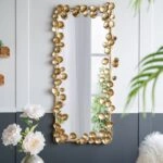 Artekko Leaf Χρυσός Μεταλλικός Καθρέπτης Τοίχου (79x154.5x7)cm