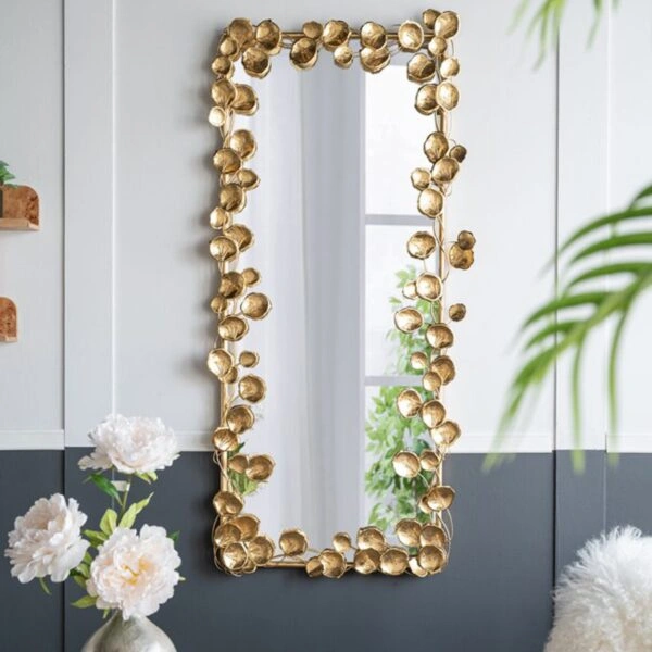 Artekko Leaf Χρυσός Μεταλλικός Καθρέπτης Τοίχου (79x154.5x7)cm