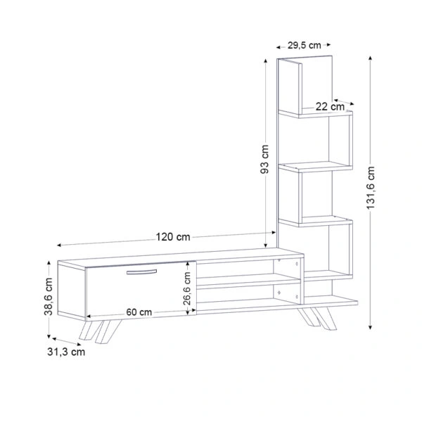 Έπιπλο τηλεόρασης Ceren  από μελαμίνη χρώμα λευκό - cordoba 149,5x31x131,6εκ.