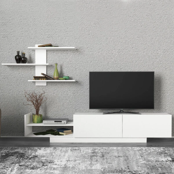 Σύνθεση τηλεόρασης Egemen από μελαμίνη χρώμα λευκό 180x32x40εκ.