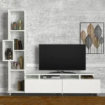 Σύνθεση τηλεόρασης Tulip  από μελαμίνη χρώμα λευκό 160x29,5x160εκ.