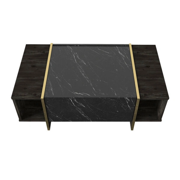 Τραπεζάκι σαλονιού Veyron  από μελαμίνη χρώμα μαύρο rebab - μαύρο εφέ μαρμάρου 104x60x37,3εκ.